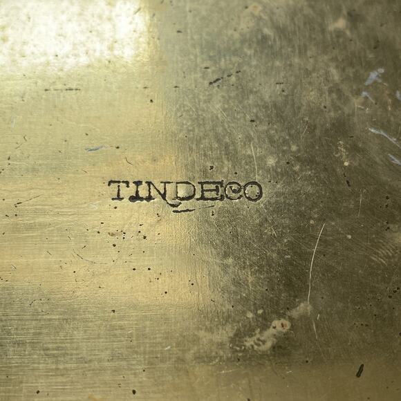 Vintage 1920-30s Round Tindeco Metal Tin Gold Peacock on Black 6” - Picture 11 of 14